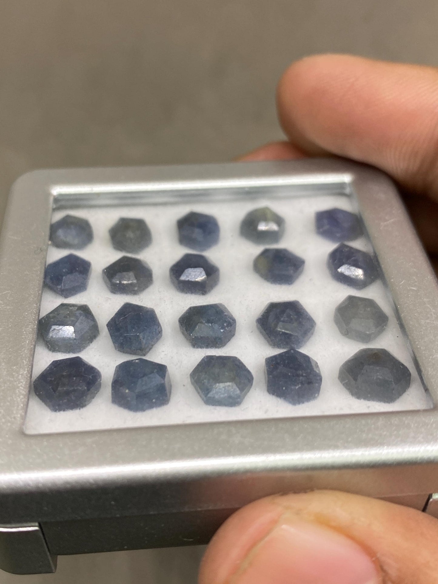 Cute Rare blue sapphire hexagon step cuts  wt 34.70 cts  Pcs  20 size 7x5.5mm-8x7mm blue sapphire stepcut hexagon flatbacks