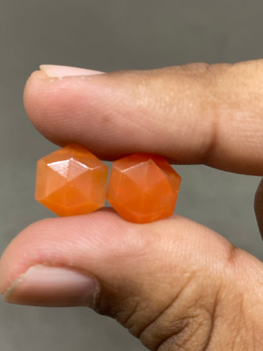 Fabulous carnelian hexagon top drilled step cuts pair for earrings wt  cts pcs 2 size carnelian hexagon stepcut