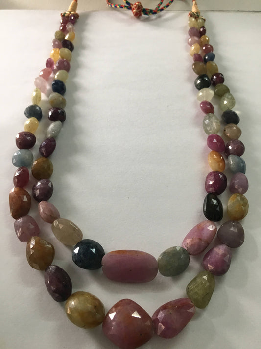 Rare multi sapphire faceted necklace size 10x9.5mm to 21x18mm weight 722 carats length 17-19 inches rare sapphire necklace