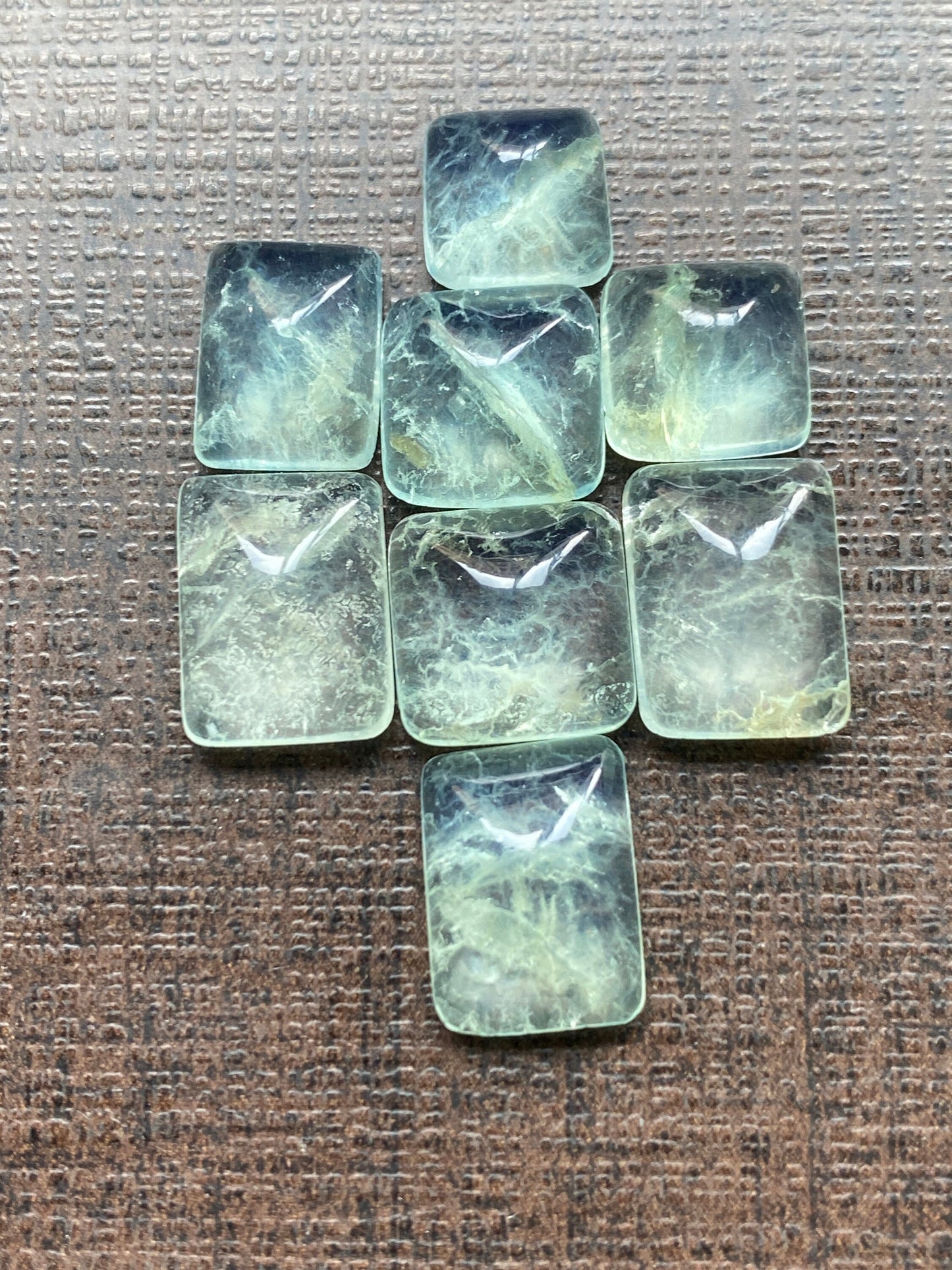 Rare sea green fluorite sugar loaf cabochons wholesale lot wt  cts pcs 8 size  green fluorite  sugarloaf cabochons