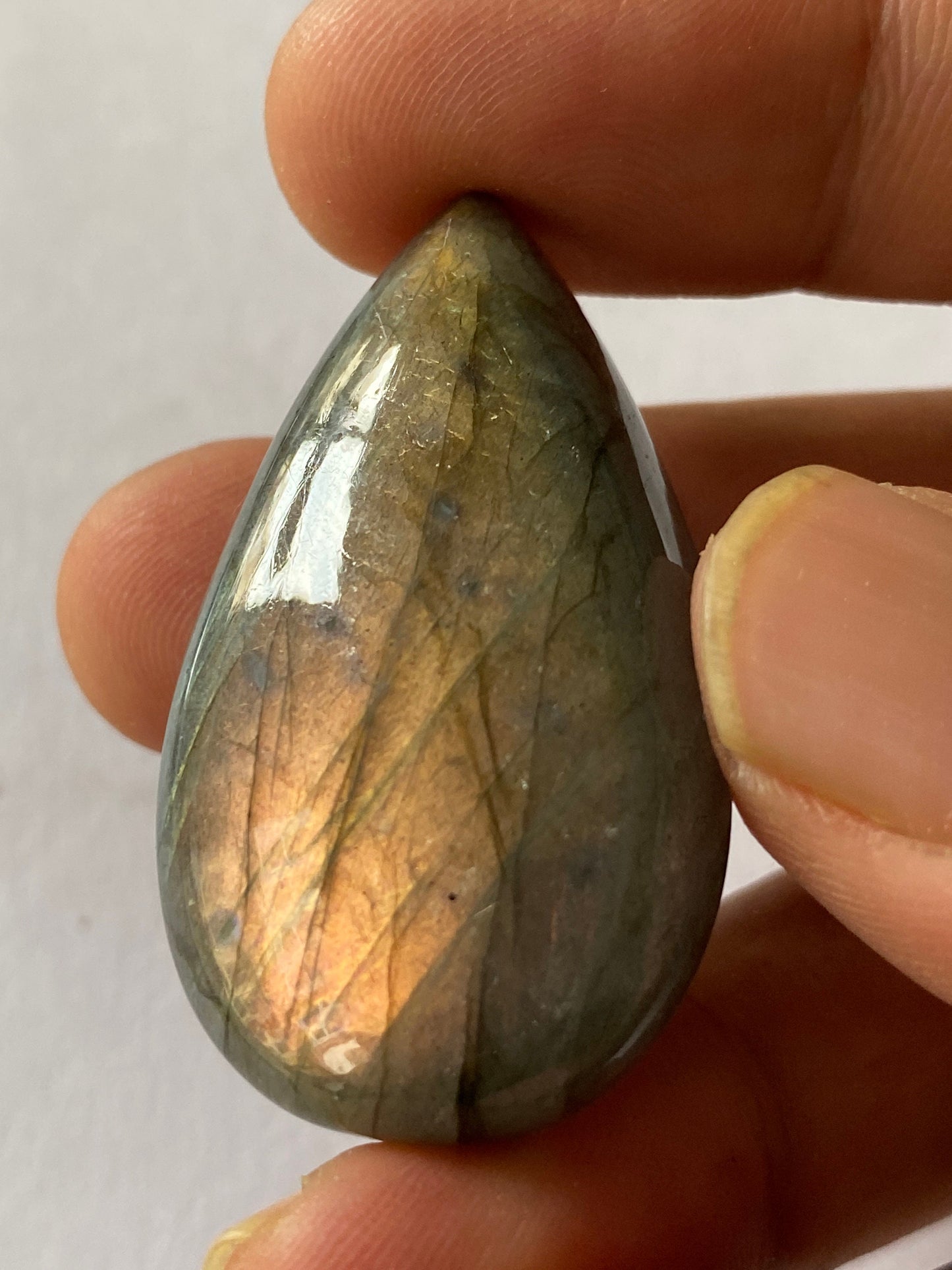 Wow orange golden fire labradorite pear shape cabochon carats single piece 82 cts size 43.5x25.5mm rare fine polished labradorite big size