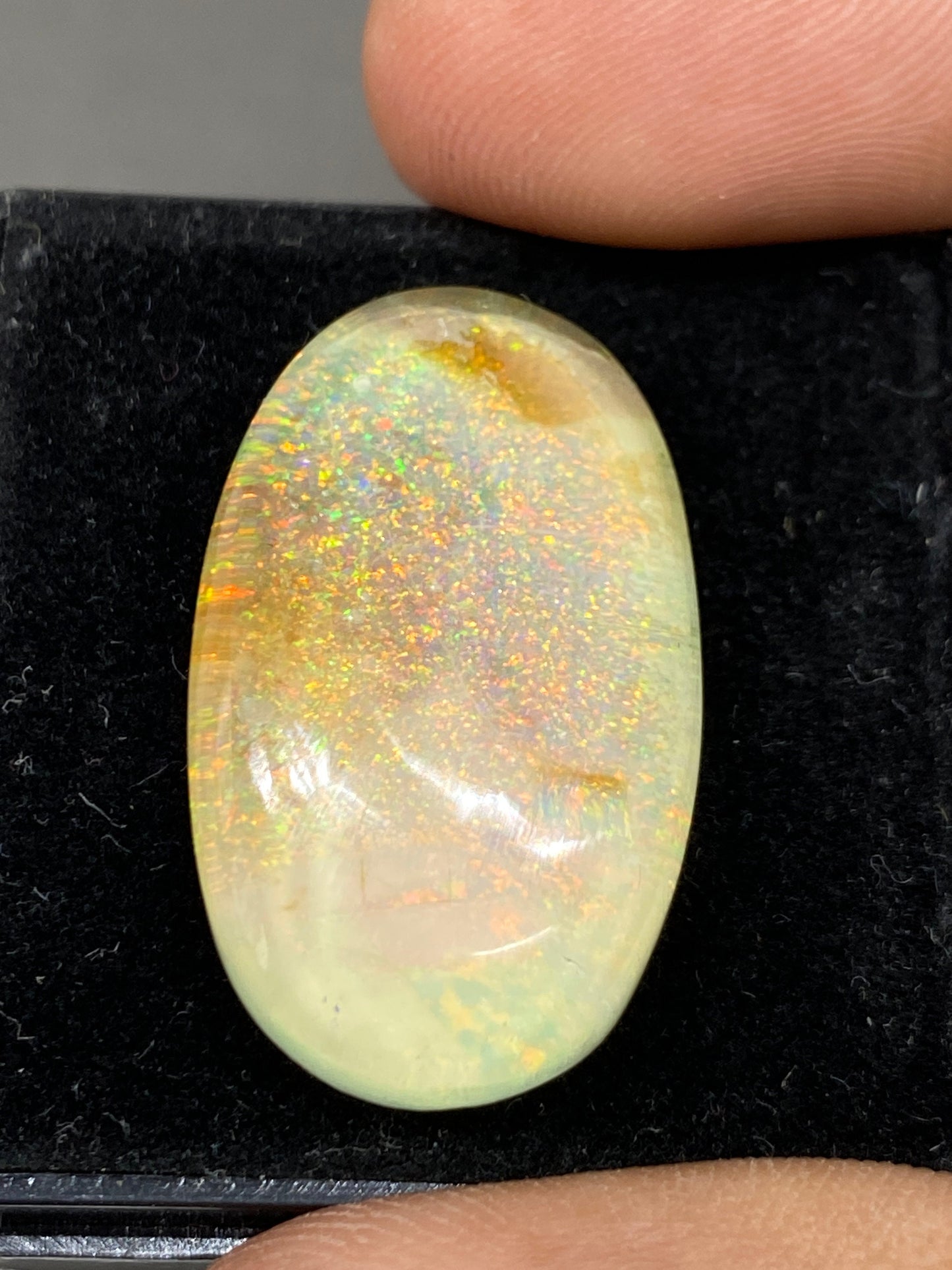 Mesmerising Multi fire sterling opal monarch opal crystal doublet oval cabochon wt 32.05 carats rare big size 30x8mm ring pendant supply