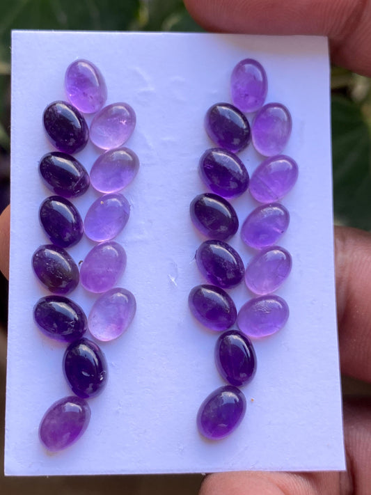 Fascinating amethyst oval cabochon  pcs 26 wholesale lot weight 36 carats size 8x6mm amethyst cabochons