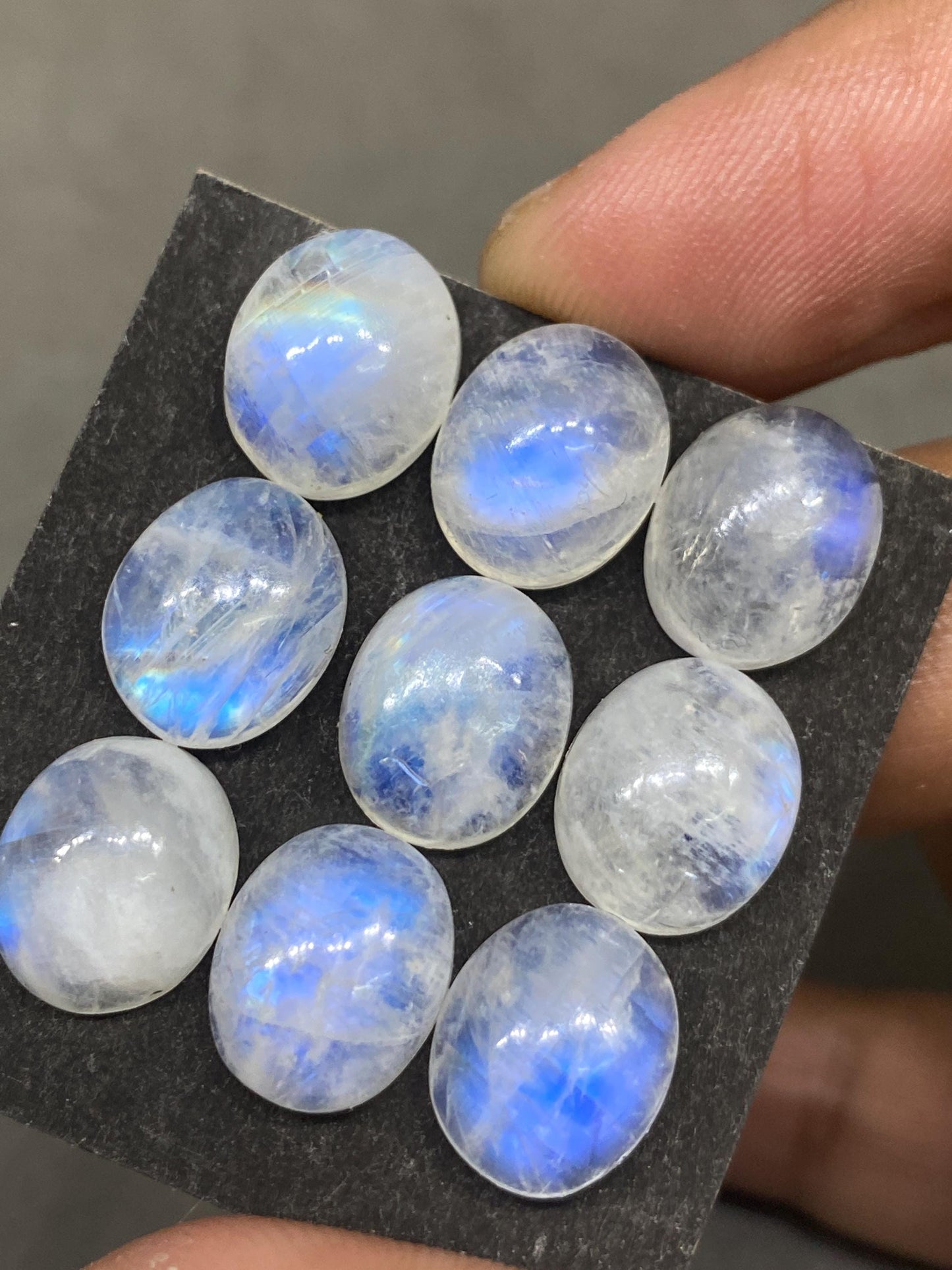 Blue fire rainbow moonstone round and oval cabochons beautiful lovely blue fire rainbow moonstone pcs 9 weight 47 cts 12x10mm