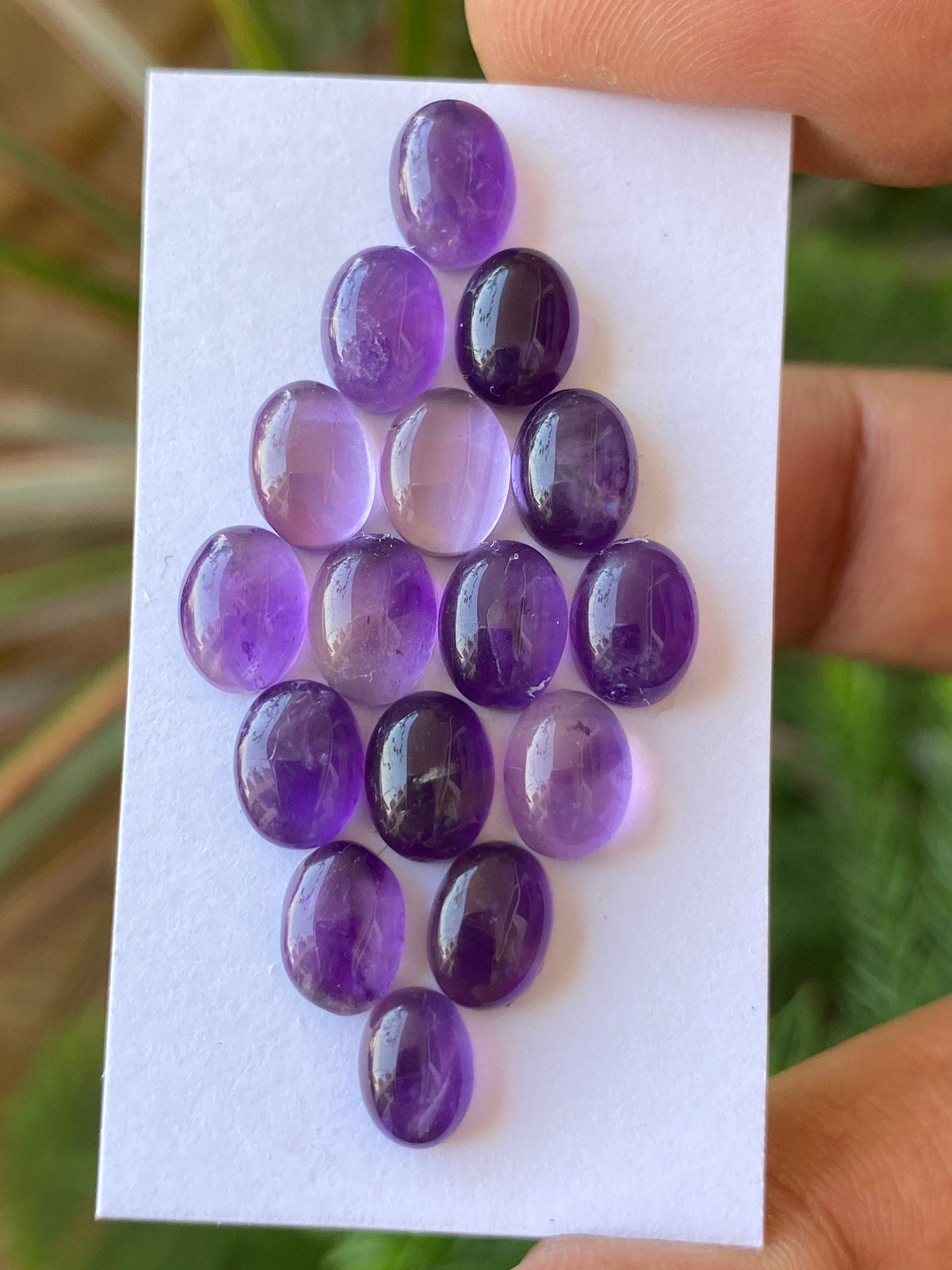 Cute amethyst oval cabochon pcs 16 wholesale lot weight 23.50 carats size 7.2x6.4mm-8.5x6mm amethyst cabochons