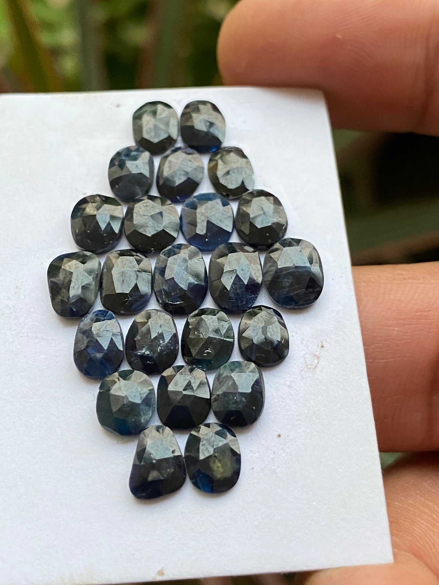 Fascinating dark blue sapphire rosecut fancy oval shape weight 22.50 carats size 7.3x5.7mm-8.4x6mm rosecut blue sapphire