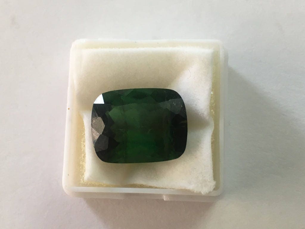 Green Tourmaline huge size cushion facet gem tourmaline weight 12.5 carats cushion  ring supply huge rare tourmaline