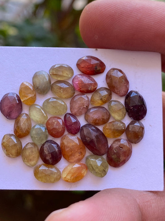 Stunning  rare sunset umba sapphire rosecut multi sapphire lot pcs 30 wt 25 cts small size 5x4.6mm-9.5x6mm rosecut sapphire Umba sapphire