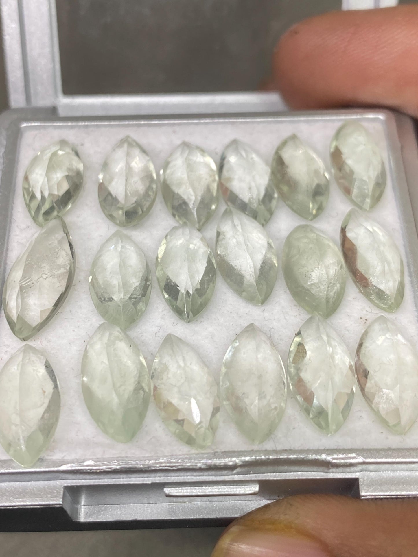 Vivacious Rare green amethyst marquise cutstones pcs 18 wt 39.30 cts size 13x7-16x7mm ideal for rings pendants green amethyst marquise