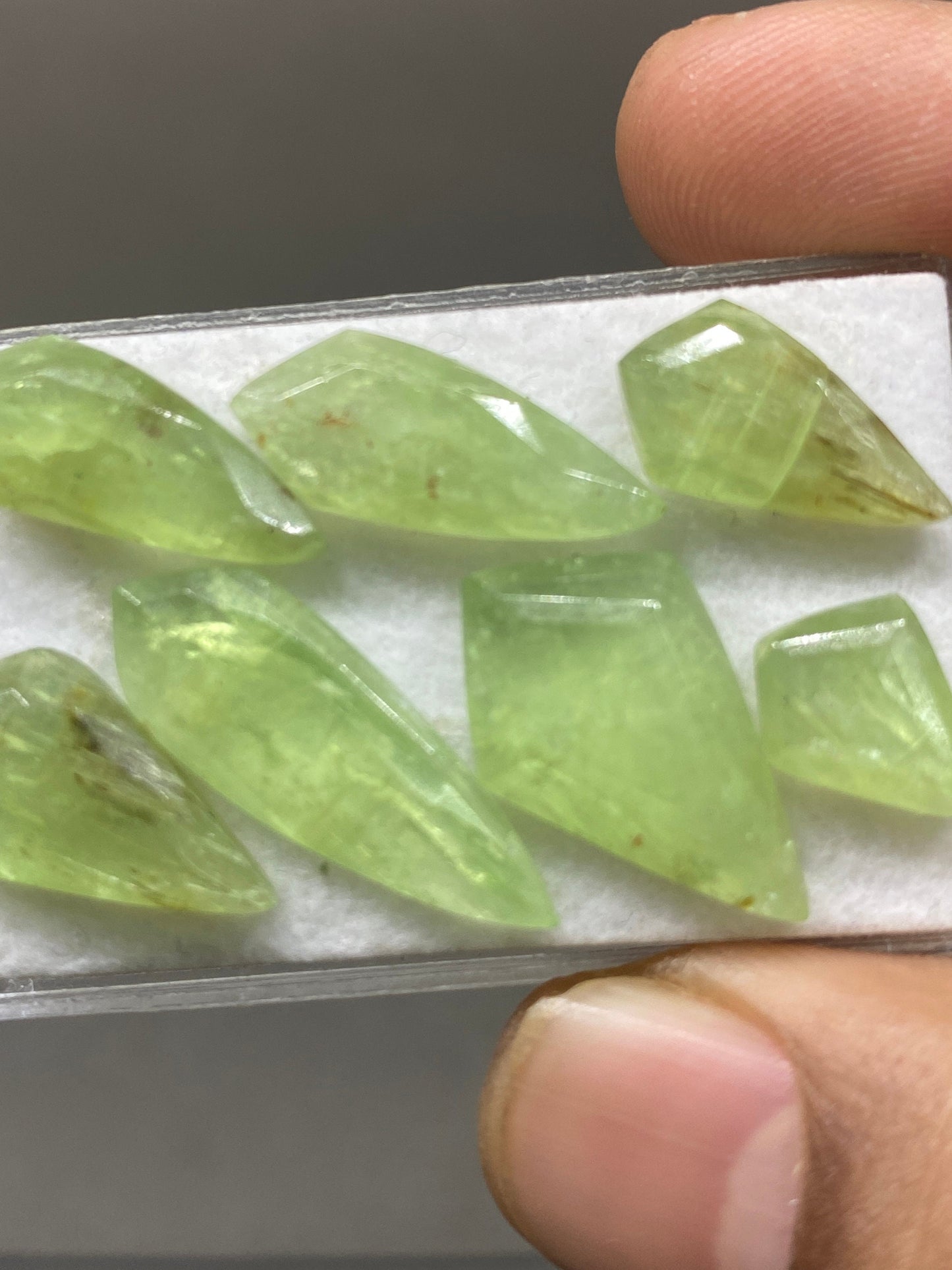 Dazzling rare parrot green kyanite geometric kite flats fine quality wt 36 carats size 10x8mm-24x9mm pcs 7 parrot green kyanite kite