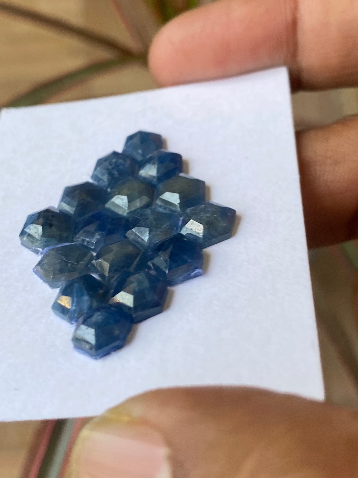 Appealing Rare blue sapphire hexagon step cuts  wt 31 cts pcs 16 size 7mm-8mm blue sapphire stepcut hexagon flatback