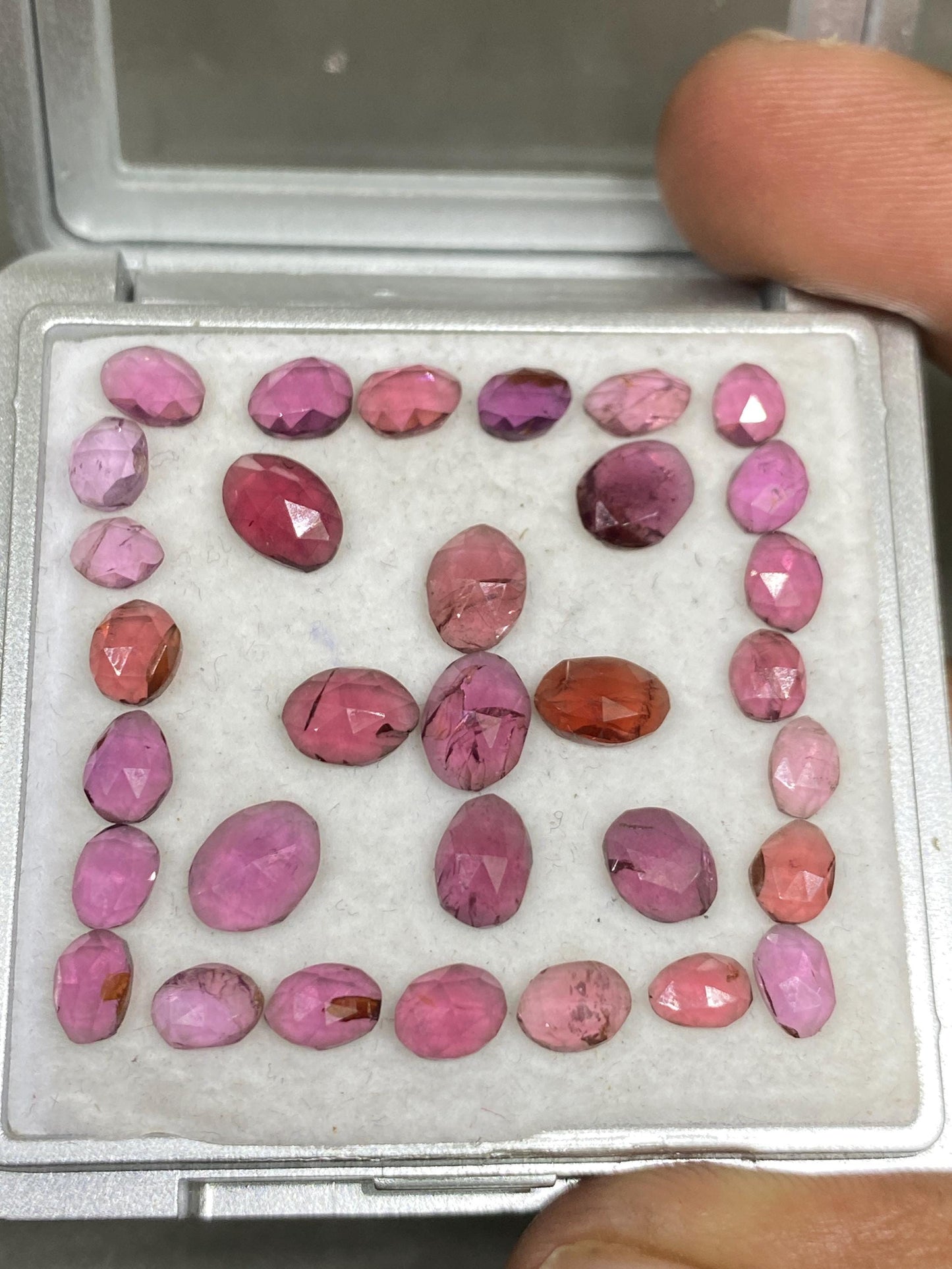 Rhodolite pink garnet Rosecut size wt 20.90 cts pcs 32 size 4mm-7.9x5mm   lovely pink garnet Rosecut rhodolite garnet slices