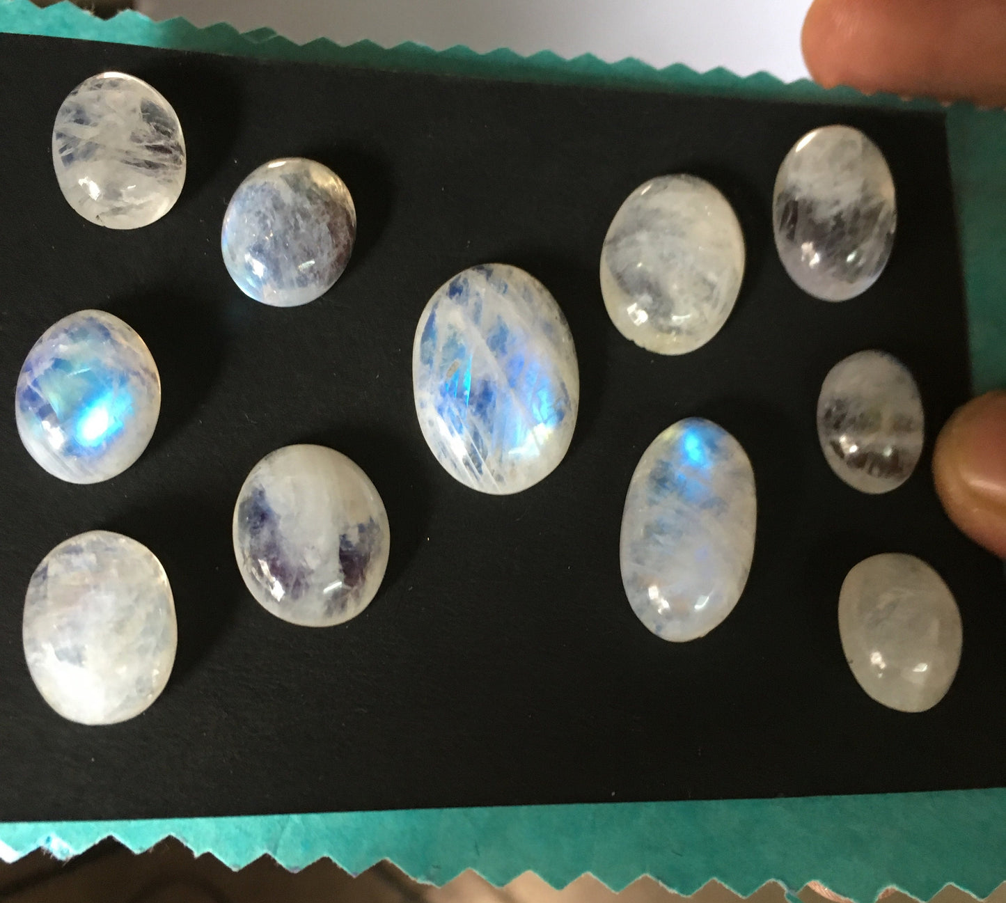 Stunning blue fire White rainbow moonstone oval cabochons lot pcs 11 wt 132 cts size 16x12.5mm to 25x17mm  beautiful fire rainbow moonstone