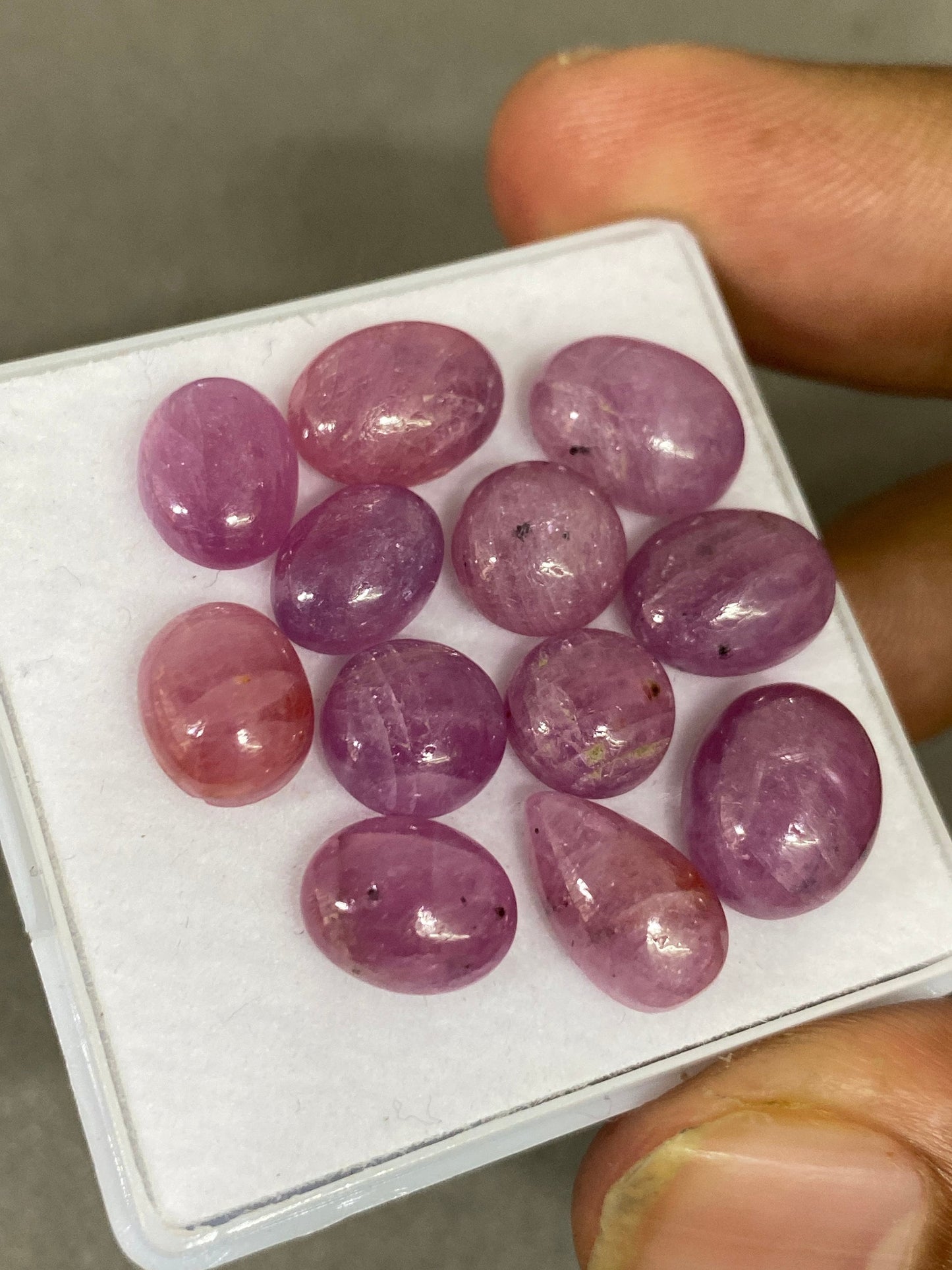 Nice rare natural pink sapphire cabochons smooth pcs 12 wt 44.20 cts size 9.3x7-11x9mm unheated untreated natural ruby lighter than picture