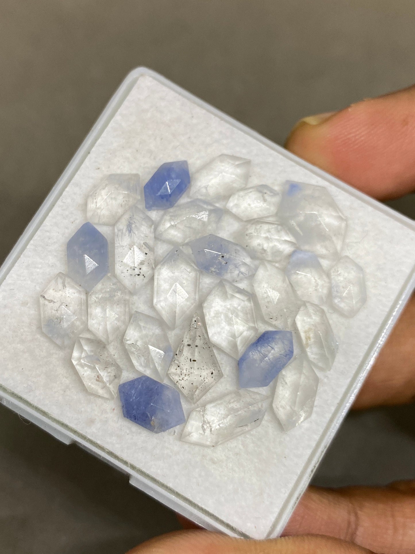 Dazzling rare Dumortierite in quartz hexagon stepcut Brazilian mines dumortierite cabochons pcs 25 Wt 30 carats 6x4.5mm-11x7mm dumortierite