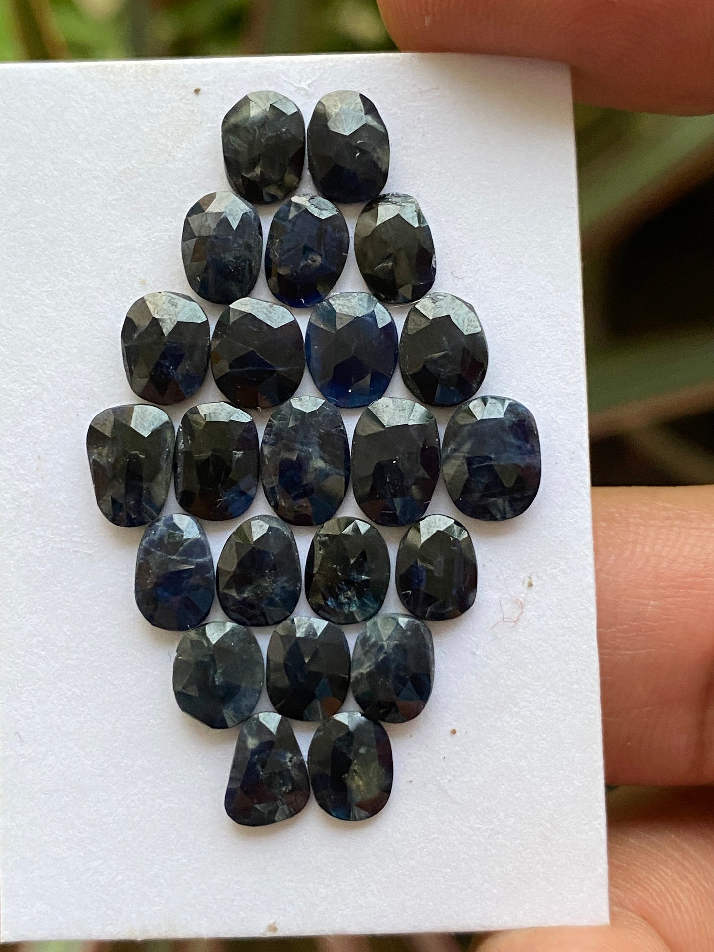 Fascinating dark blue sapphire rosecut fancy oval shape weight 22.50 carats size 7.3x5.7mm-8.4x6mm rosecut blue sapphire