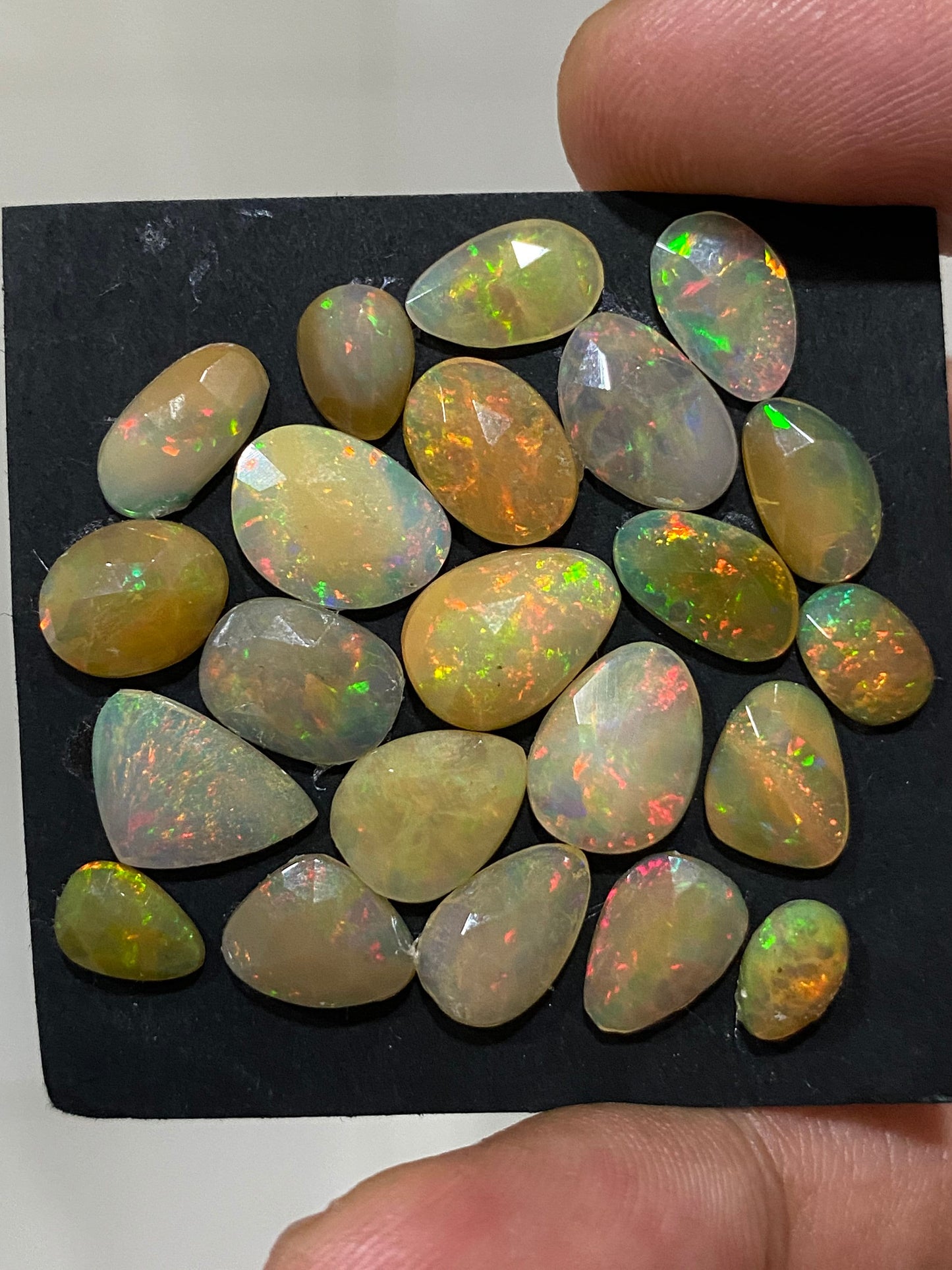 Fascinating yellow base multi fire mix shapes Ethiopian mines opal rosecut wt 16 cts pcs 22 size 8.5x7.5mm-12.5x8.5mm  opal rosecut