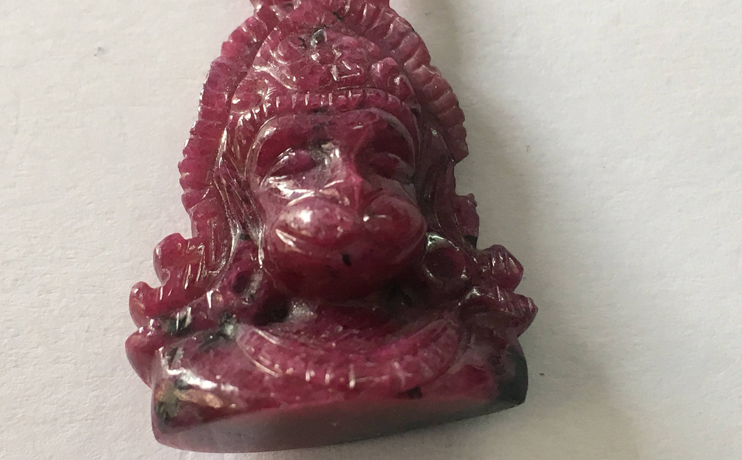 Beautiful Lord Hanuman  Carving rare ruby weight 43 carats size 36x22mm lord Hanuman carving rare ruby gem