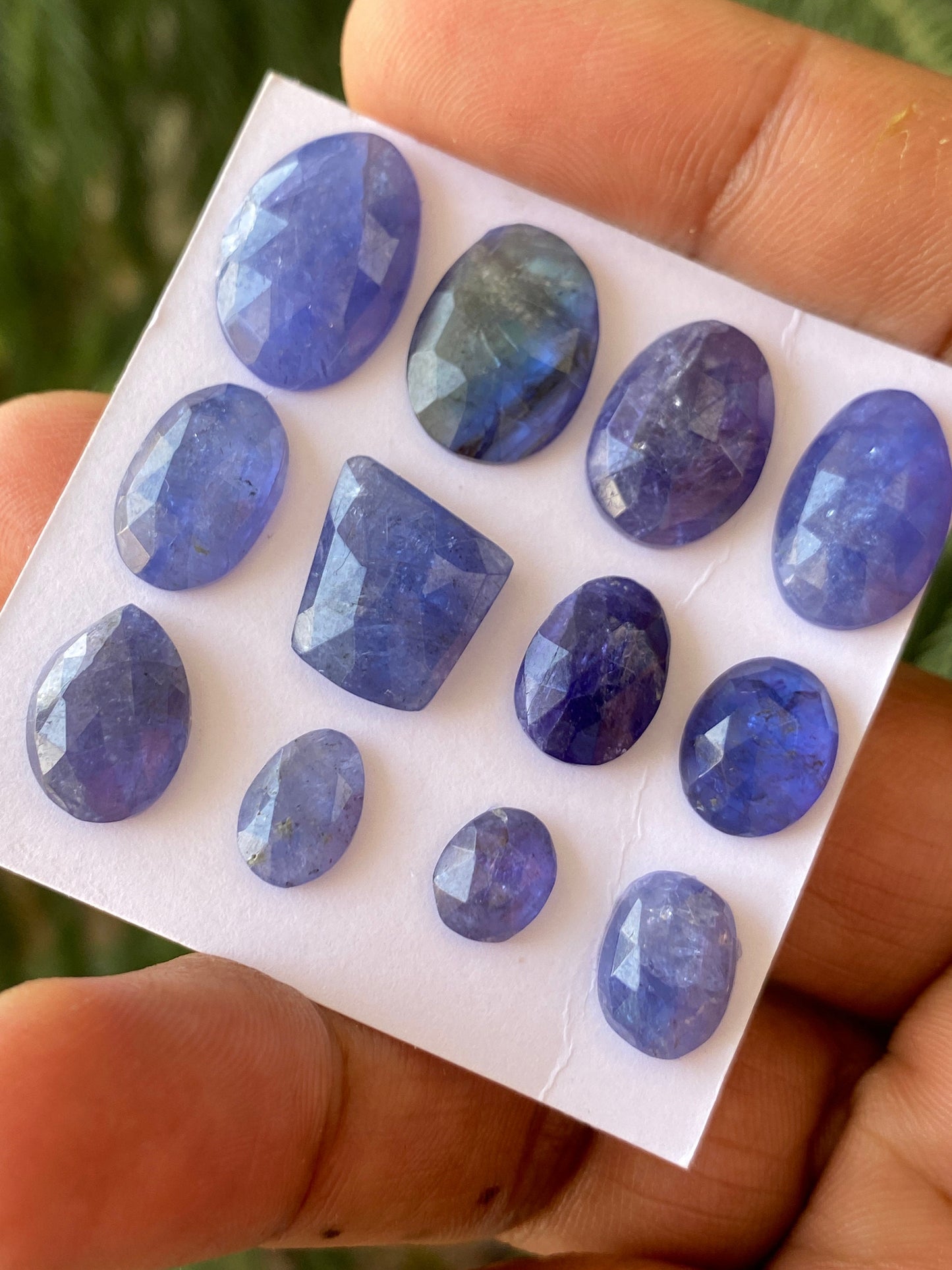 Stunnning Rare set tanzanite rosecut flats pcs 12 weight 57 carats size 6x5-15x10mm  rosecut tanzanites flatback gems