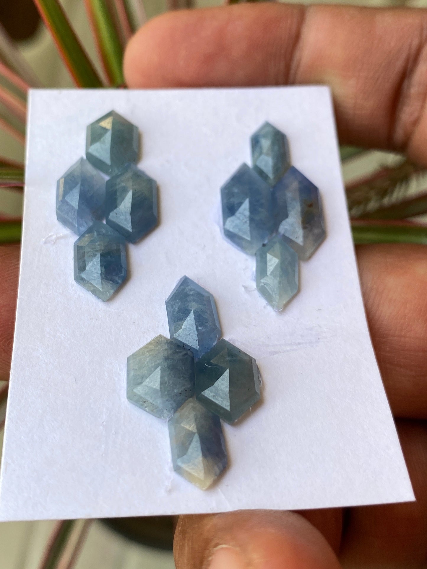 Alluring Rare sky blue sapphire hexagon step cuts  wt 30 cts pcs 12 size 10x5.5-14x7.5mm blue sapphire stepcut hexagon flatback