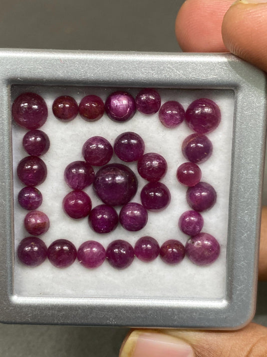 Ruby rounds cabochons size Weight carats Pcs superfine quality  AAAAA Natural ruby cabochons pcs 31 at 38.20 cts 5mm-9mm  unheated untreated