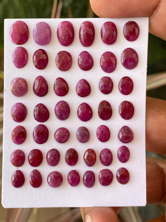 Stunning Rare natural ruby rosecut lot mix shapes  pcs 44 wt 50.50 cts size 6.4x5.1mm-10x8.3mm unheated untreated natural ruby rosecut