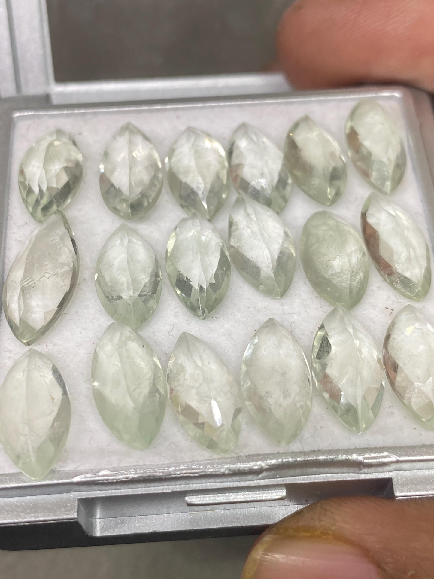 Vivacious Rare green amethyst marquise cutstones pcs 18 wt 39.30 cts size 13x7-16x7mm ideal for rings pendants green amethyst marquise