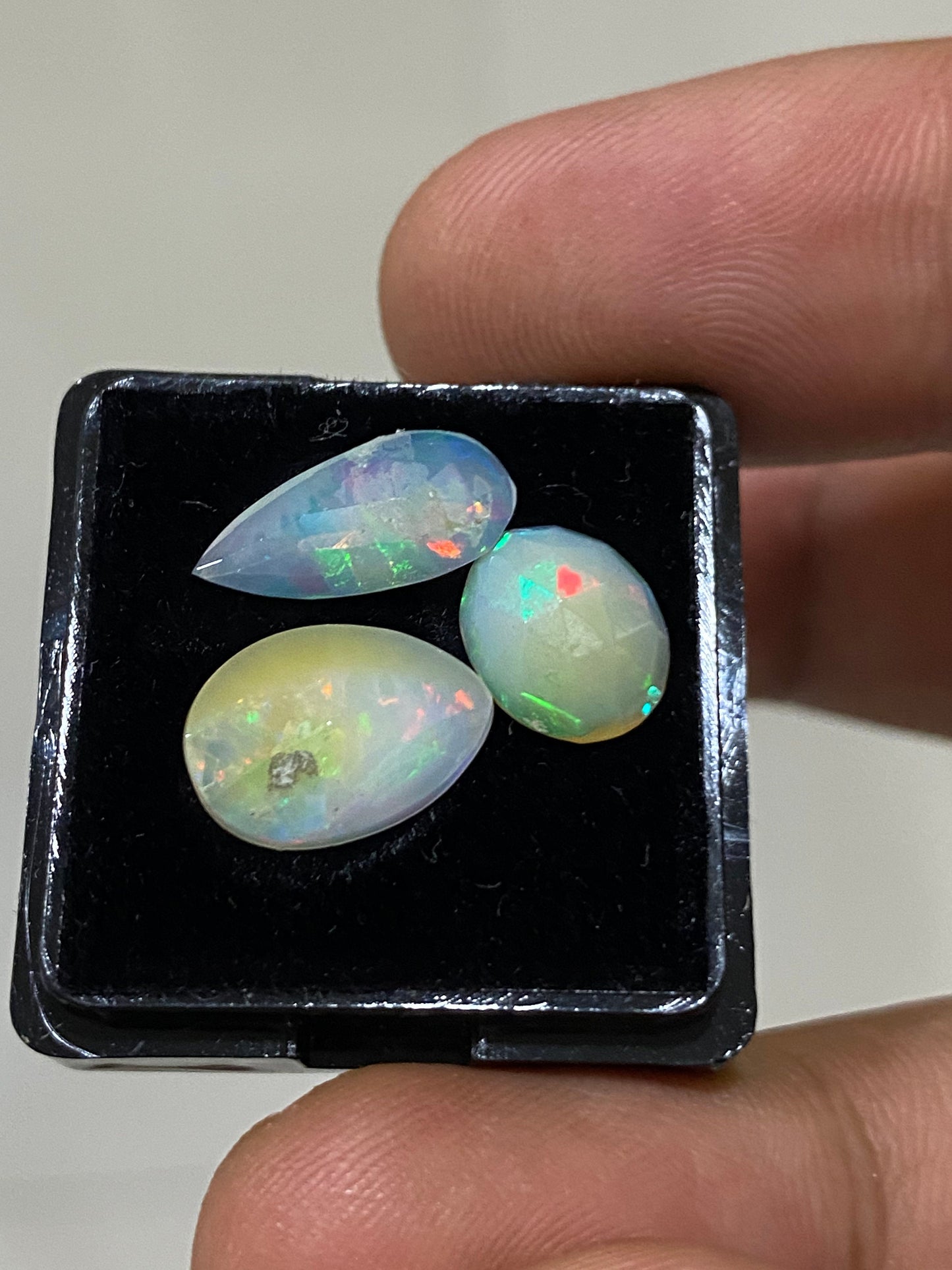 Cute light yellow base fire mix shapes Ethiopian mines opal Welo opal rosecut wt 3.5 cts pcs 3  size  rosecut opal fire opal rosecut