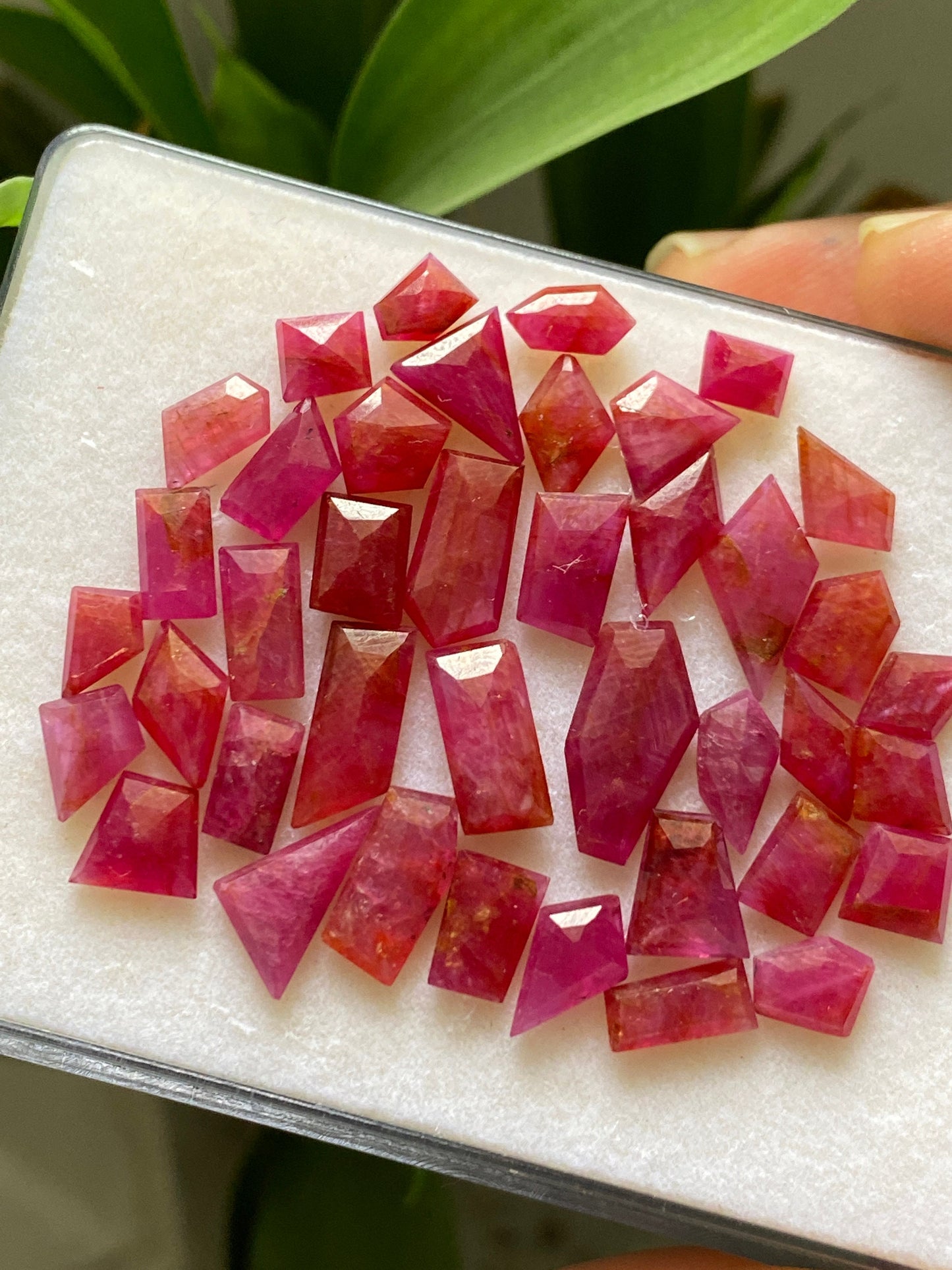 Exquisite Rare ruby flats step cut side faceted flats wt 55 carats pcs 40 size 5.8x4.6mm-15x8mm ruby stepcut gems