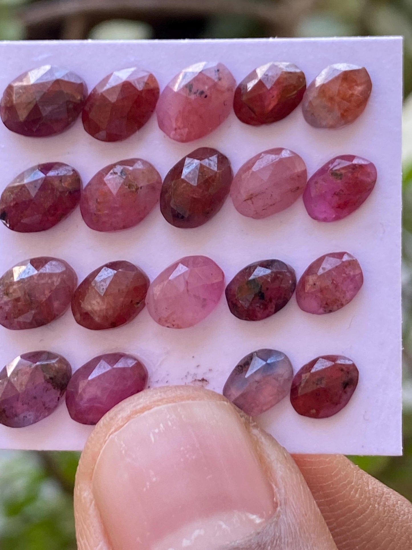 Gorgeous Rare winza mines bi color  pink sapphire rosecut ovalish weight 22 cts pcs 19 size 6.9x5mm-8.3x6mm sapphire rosecut gems