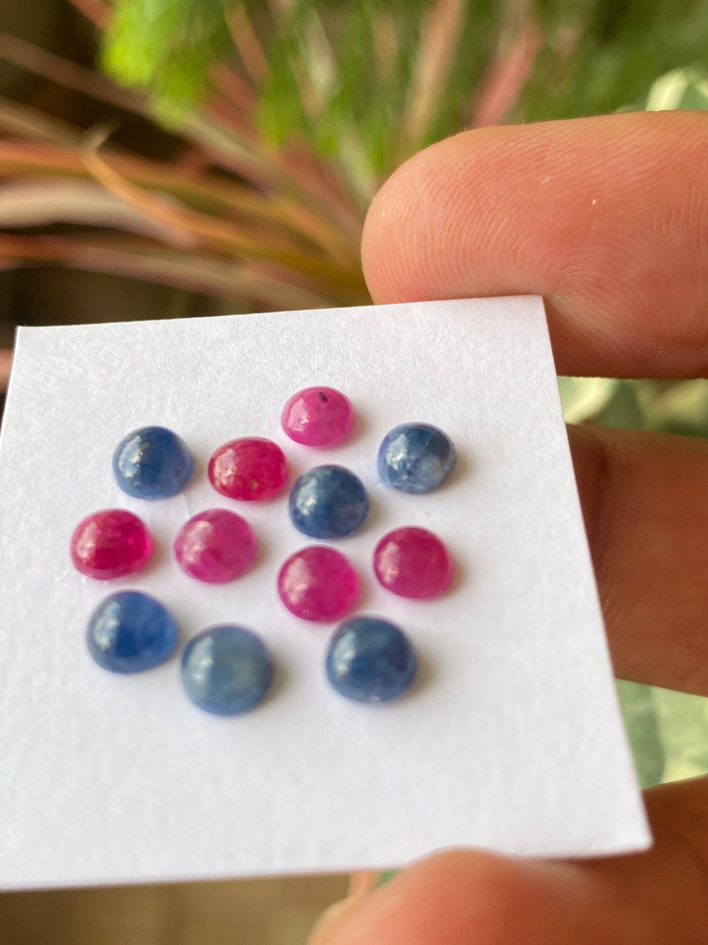 Very rare delightful ruby round cabochon sapphire round cabs pcs 12 wt 9 carats size 5mm to 6.7mm unheated untreated ruby sapphire cabochons