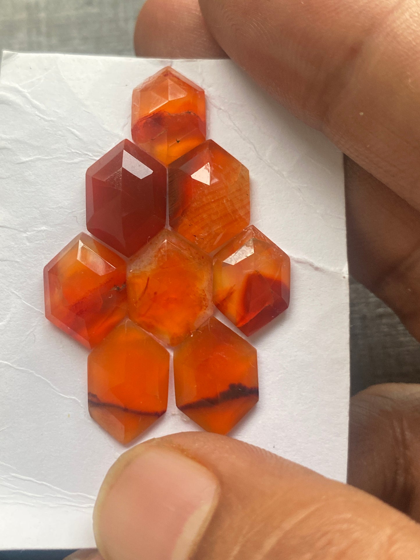 Marvellous carnelian hexagon step cuts wt 25 carats  pcs 8 size 14x10mm Carnelian  stepcut hexagons