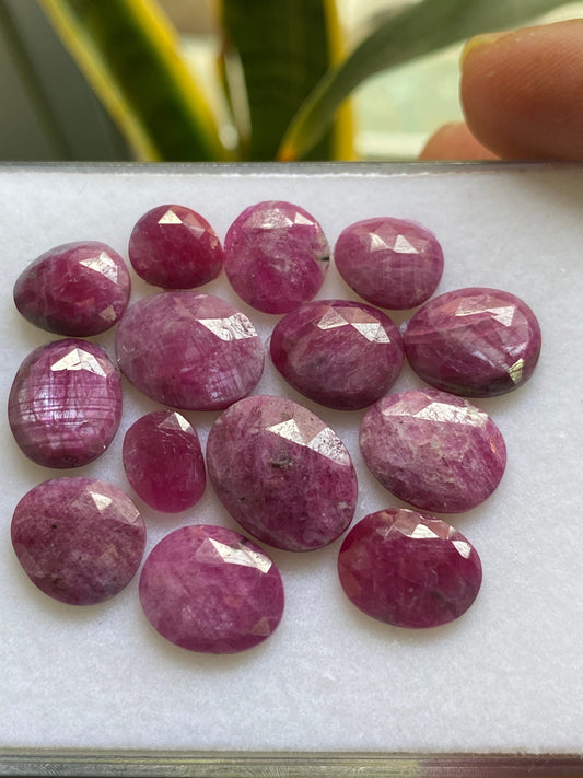 Beautiful fine quality ruby rosecut wholesale lot ideal for any kind of jewelry pcs 14 wt 55 carats size 9.6x7mm-15x11.9mm  rosecut ruby