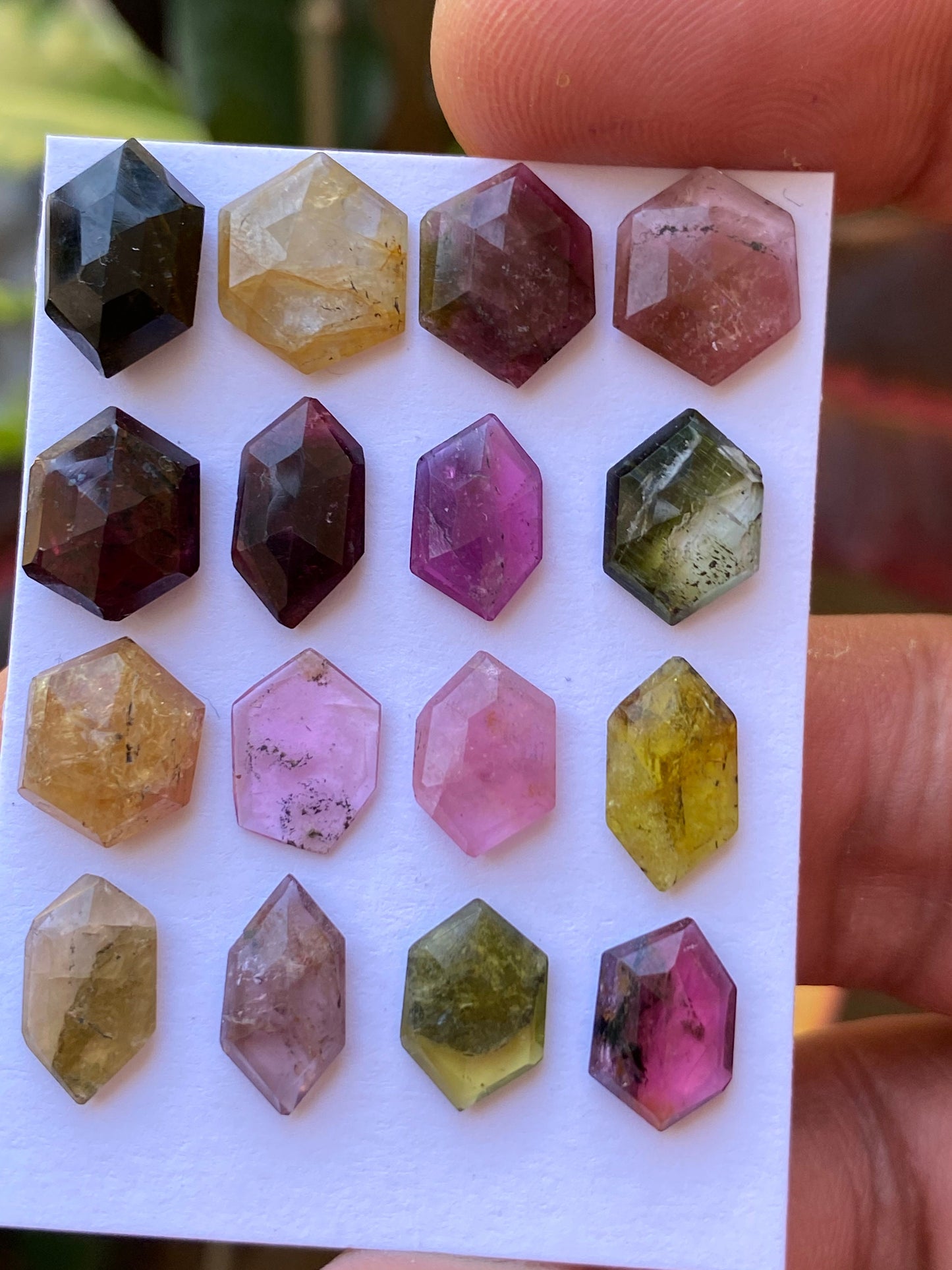 Stunning Extremely rare watermelon tourmaline stepcut hexagons wt 32.50 carats pcs 16 size 10.5x7.5mm-11.5x9.9mm tourmaline hexagon stepcuts