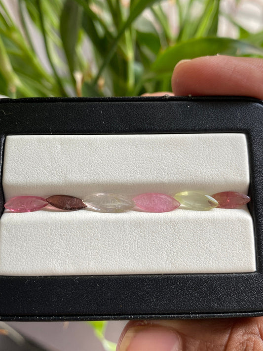 Fantastic  Rare Watermelon Tourmaline marquise cutstones pcs 6 wt 4.70 cts 10.2x4-13x4.8mm tourmaline cutstones bi color tourmaline