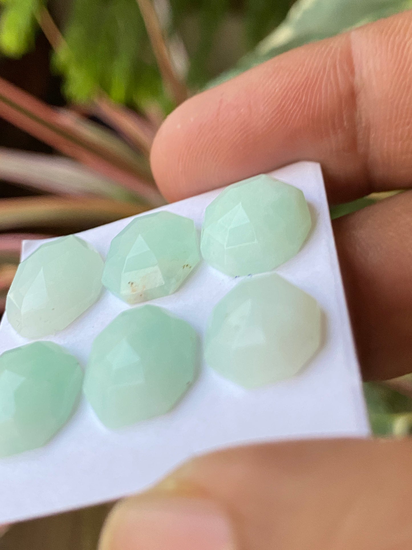 Nice rare mint green chrysoprase rosecut geometric oval shape pcs 6 wt 24 cts size 12x10mm-15x11mm rosecut chrysoprase round