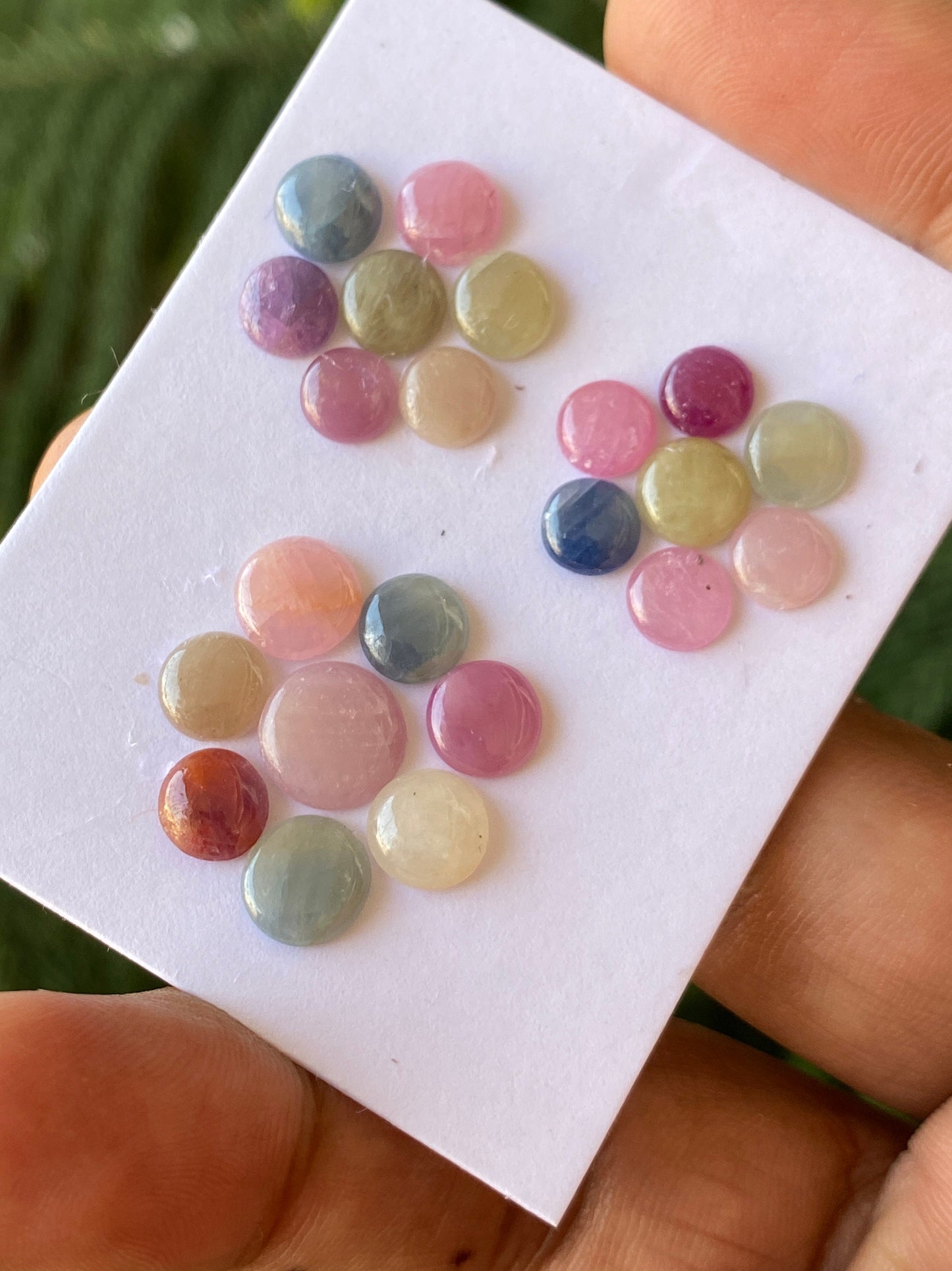 Gorgeous Rare colorful natural sapphire  round smooth flat cabochons fine  pcs 22 wt 28 cts size 6.3mm-9.4mm natural multi sapphire round