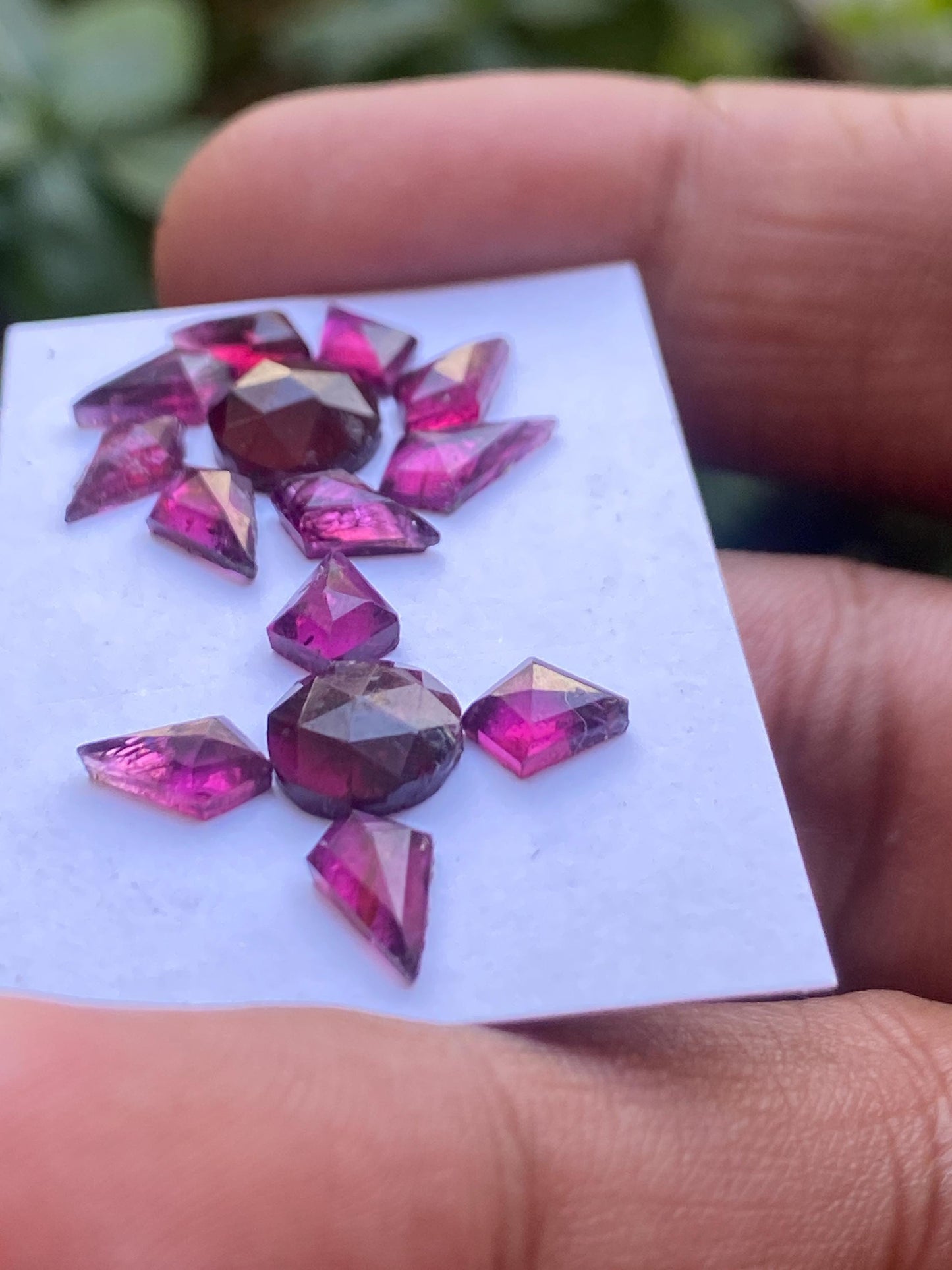 Fantastic Rhodolite garnet geometric kite step cuts aaa quality wt 15 cts pcs 14 small size 6.8x5mm-9x5mm Rhodolite garnet stepcut hexagons