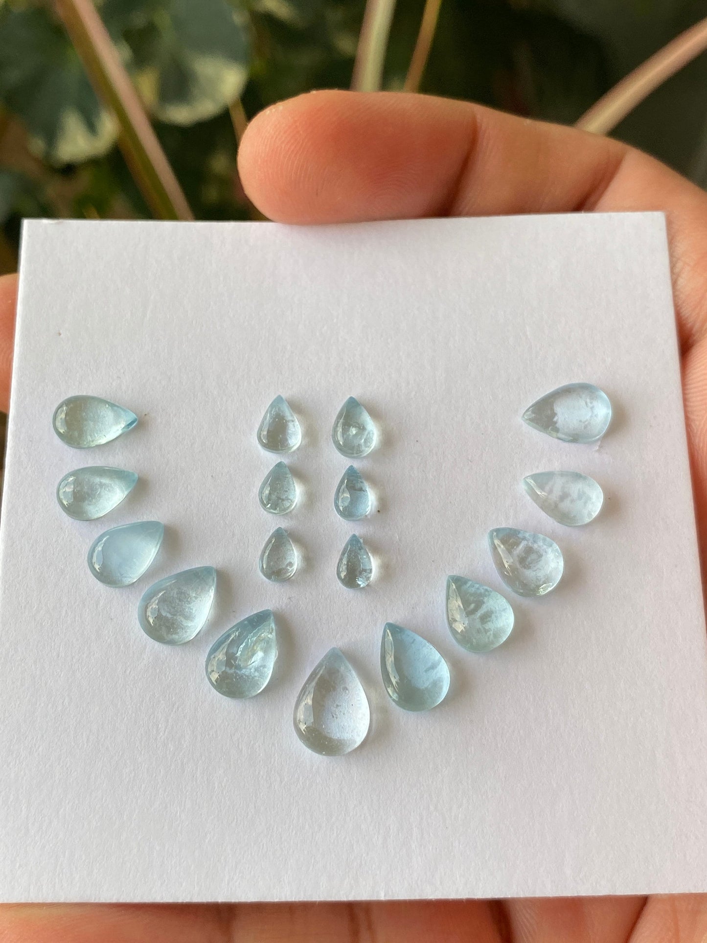 Amazing aquamarine pear cabochons necklace earring set natural aquamarine cabochons weight 22 pcs 17 size 6x4mm-11x8mm aquamarine cabochons