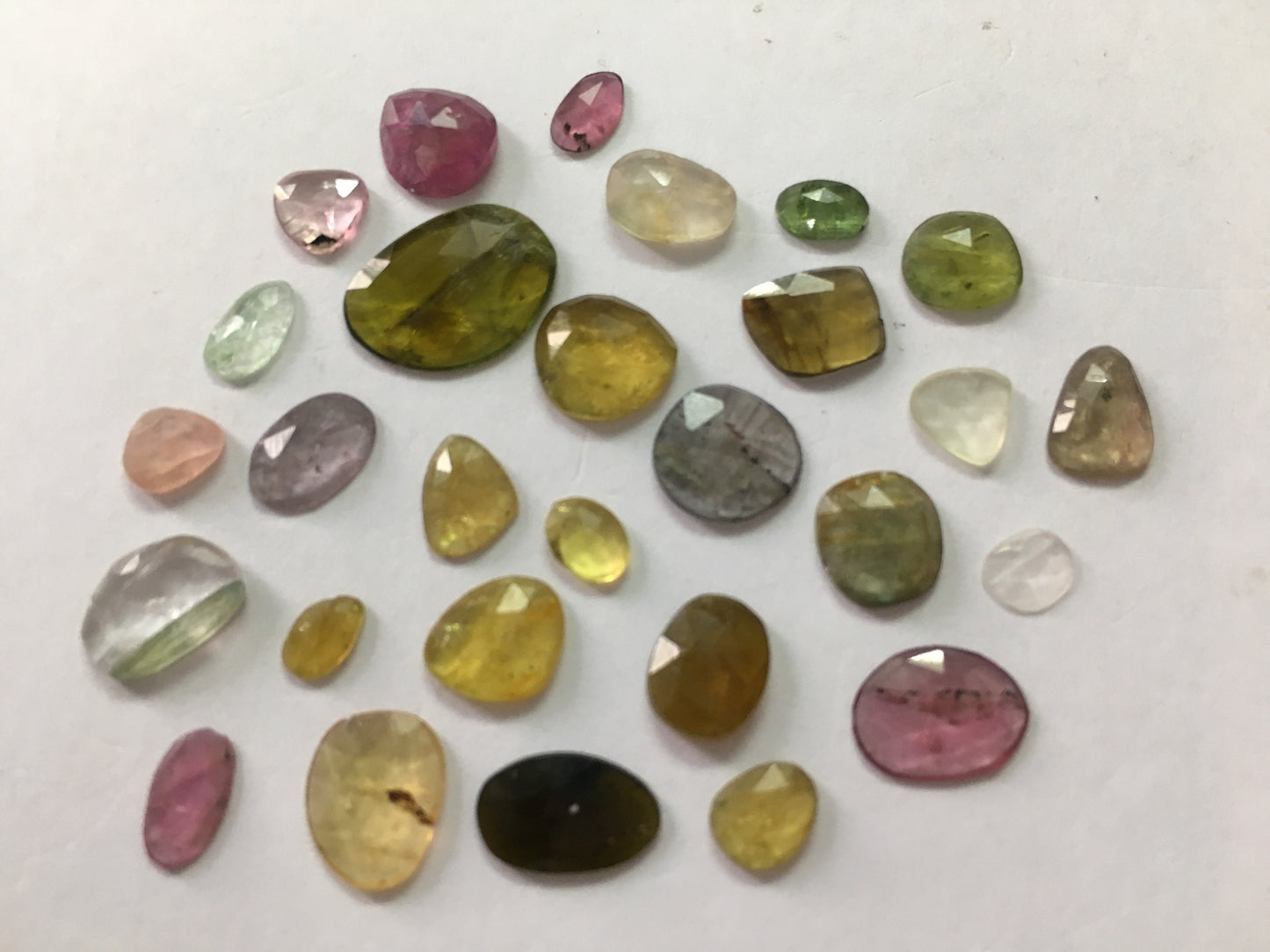 Watermelon tourmaline rosecut lot weight 19.5 carats size 5.4x4.6mm to 13x9.6mm tourmaline rosecut lot