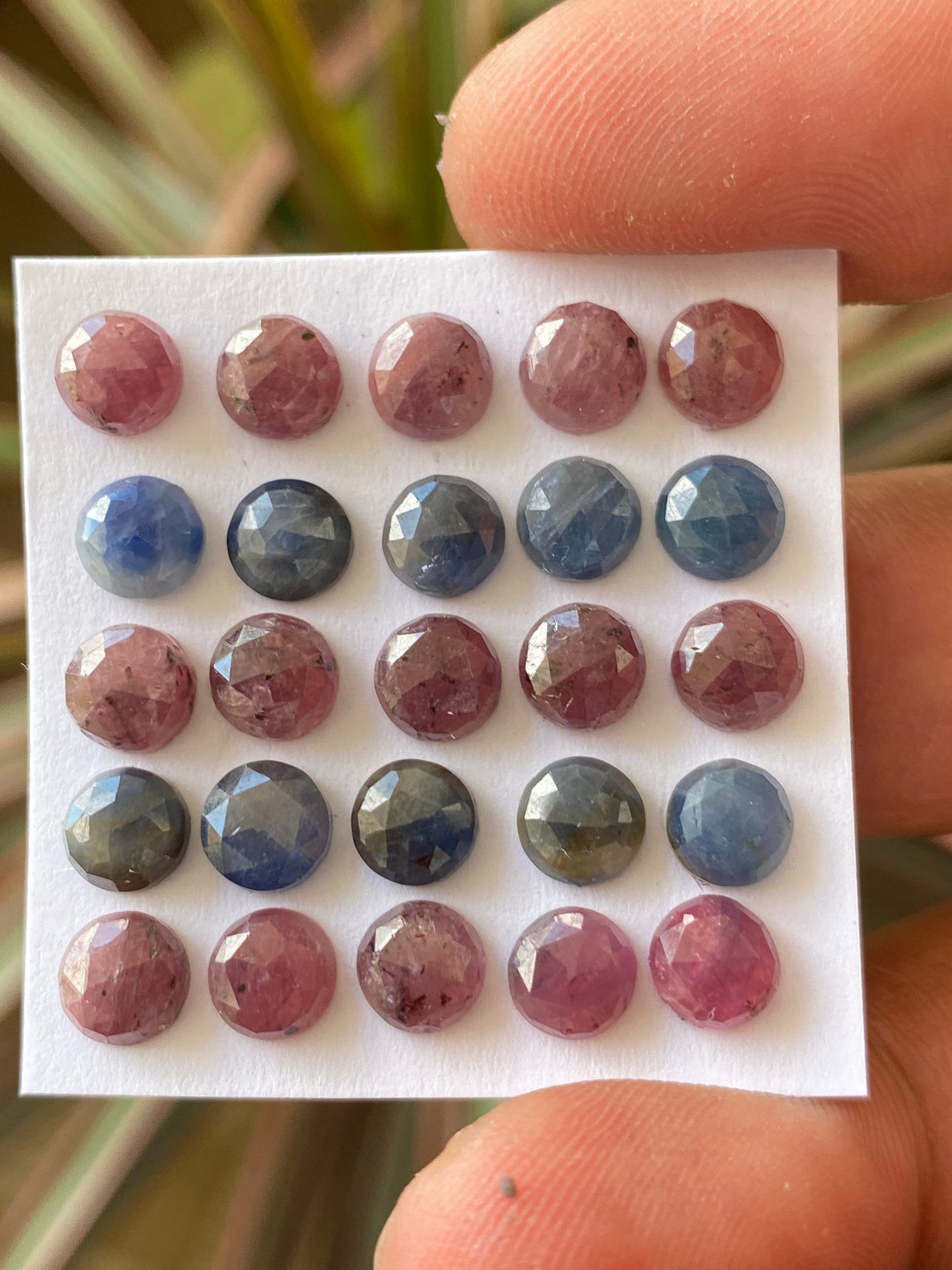 Beautiful  Rare red blue sapphire round rosecut size  5.8-6.1mm weight 33 carats pcs 25 blue red orangish sapphire rosecut round shape