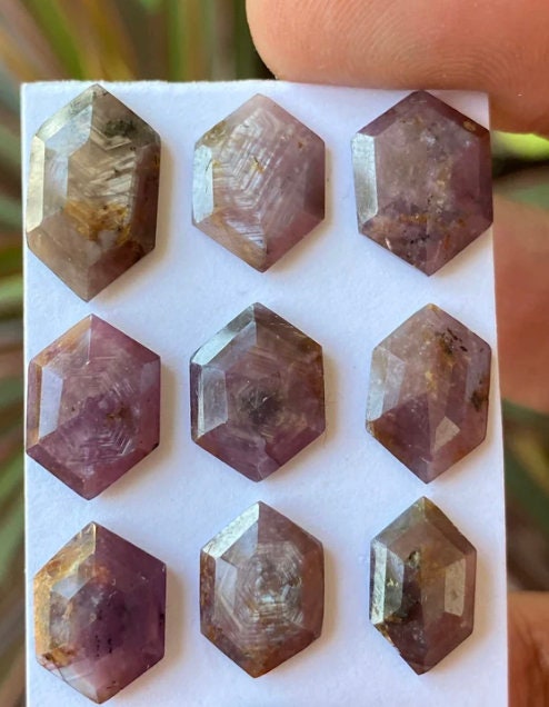 Stunning star sapphire hexagonal fancy step cuts  natural star sapphire step cuts