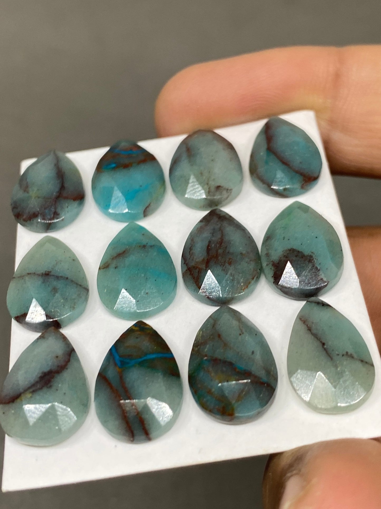 Natural chrysocolla pear rosecut wholesale lot weight 53 carats pcs 12 size 15x9-15x10mm flatback gems