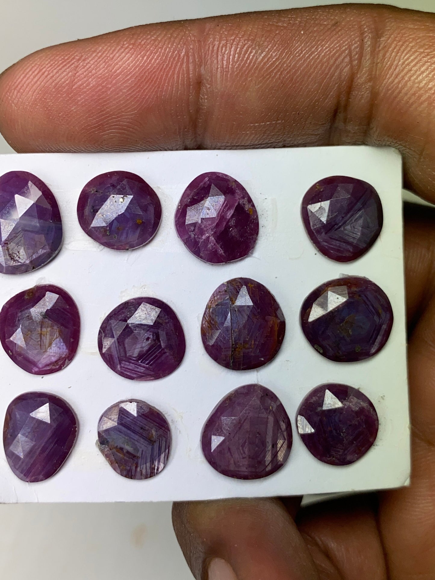 Stunning Rare star sheen ruby rosecut mix fancy shape ruby  wt 48 carats pcs 12 size 12x9-13x10mm sheen ruby rosecut