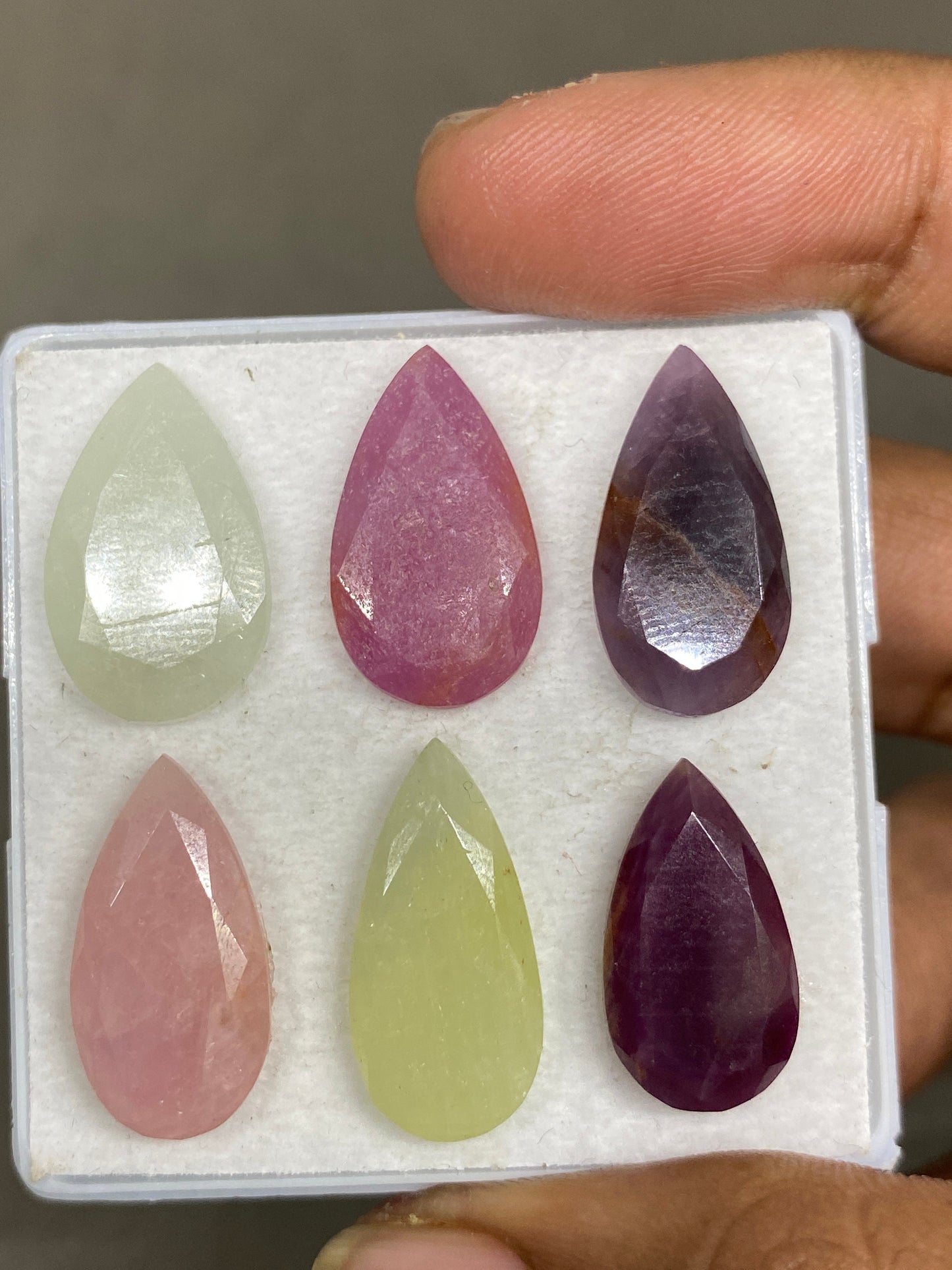 Beautiful  colorful natural Rosecut multi sapphire pear shape mirror flatback gems wt 52  cts pcs 6 size 19x11-22x11mm  rosecut sapphire