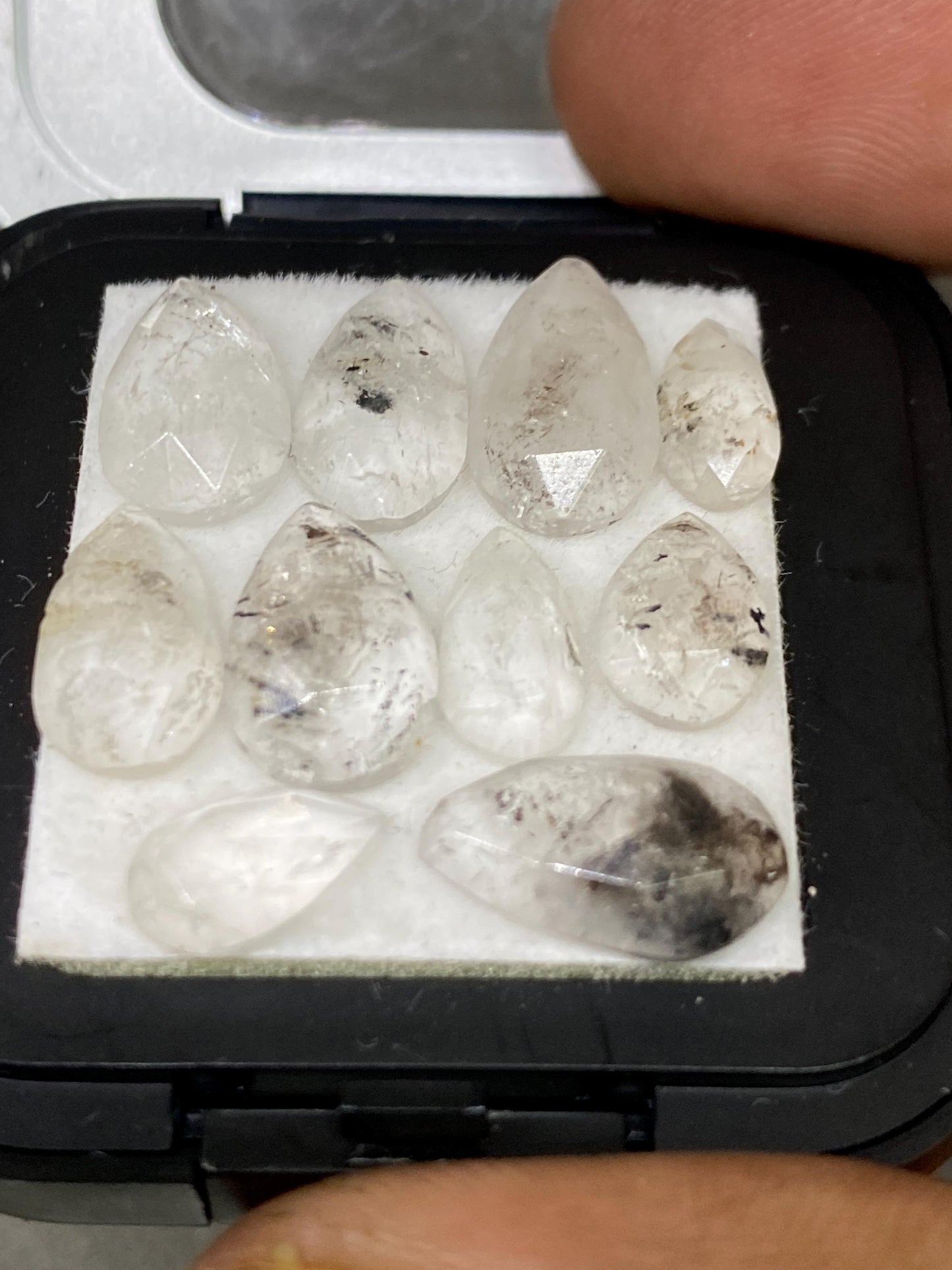 Rare herkimer diamond rosecut pear lot amazing quality pcs 10 wt 17.50 carats size    9.4x5.6mm-14.3x8mm rosecut herkimer diamond