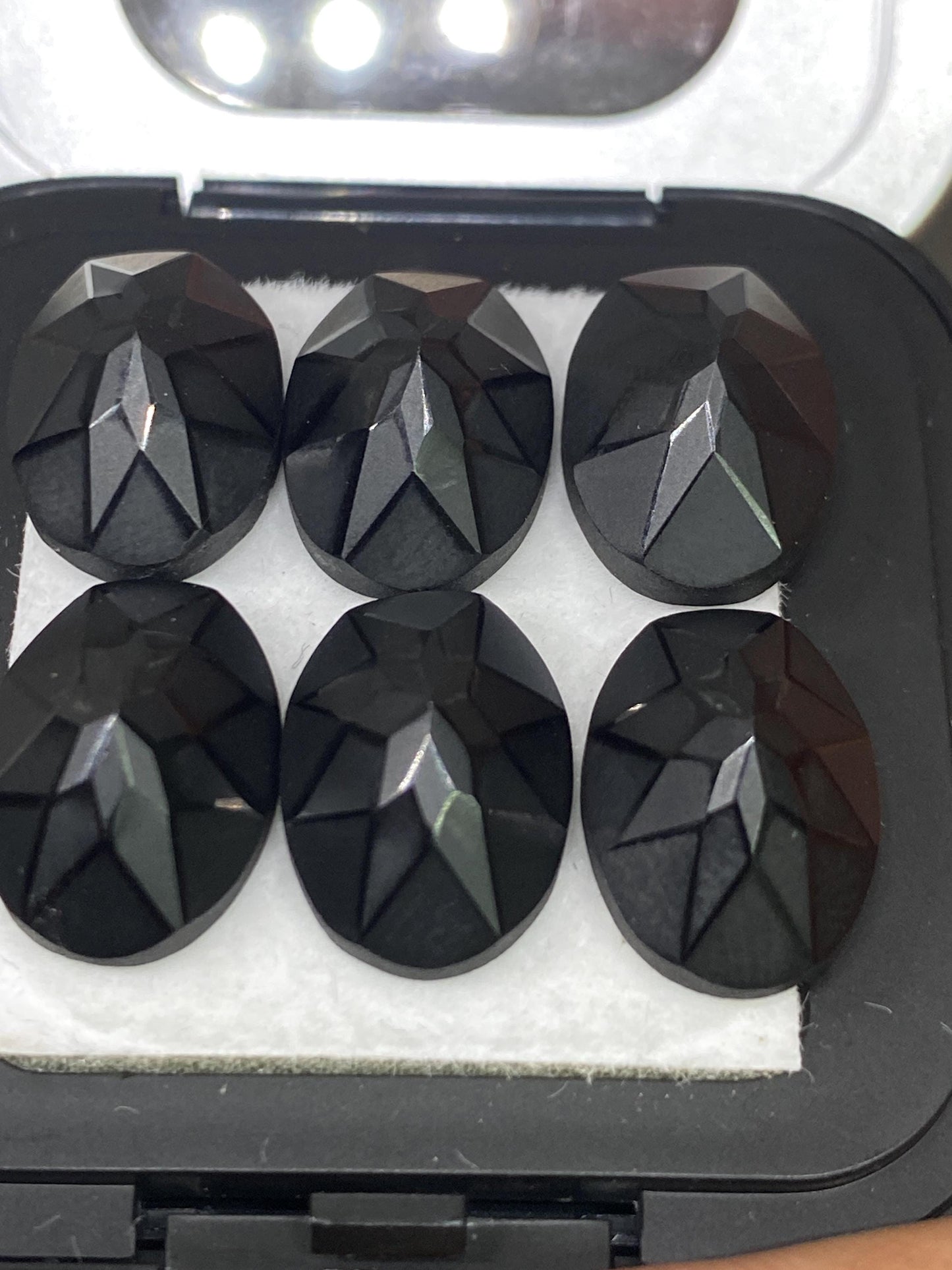 Rare Precision cut black spinel oval cut stones amazing quality pcs 6 weight 49 carats size 14x10mm black spinel cutstones