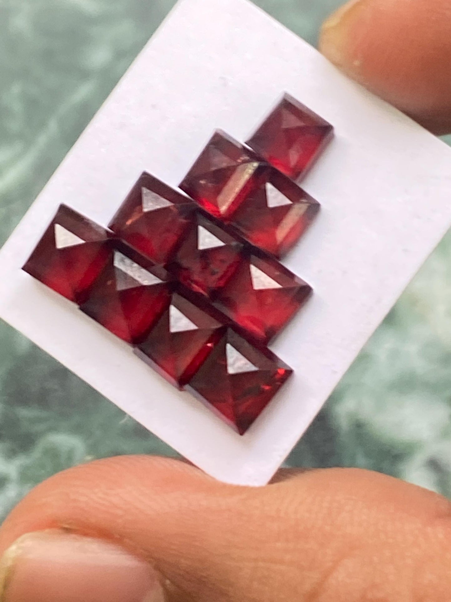 Wow Red garnet square step cuts aaa quality wt 14.20 cts pcs 10 size 5mm-6mm red  garnet stepcut squares