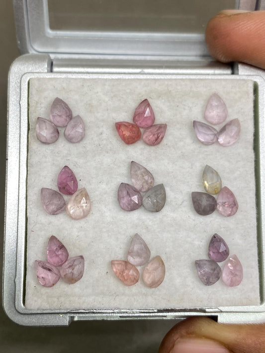 Fascinating very rare burma mines rosecut multi spinel Pears lot beautiful gems pcs 27 weight 13.90 carats 5x4-6x4mm rosecut spinels