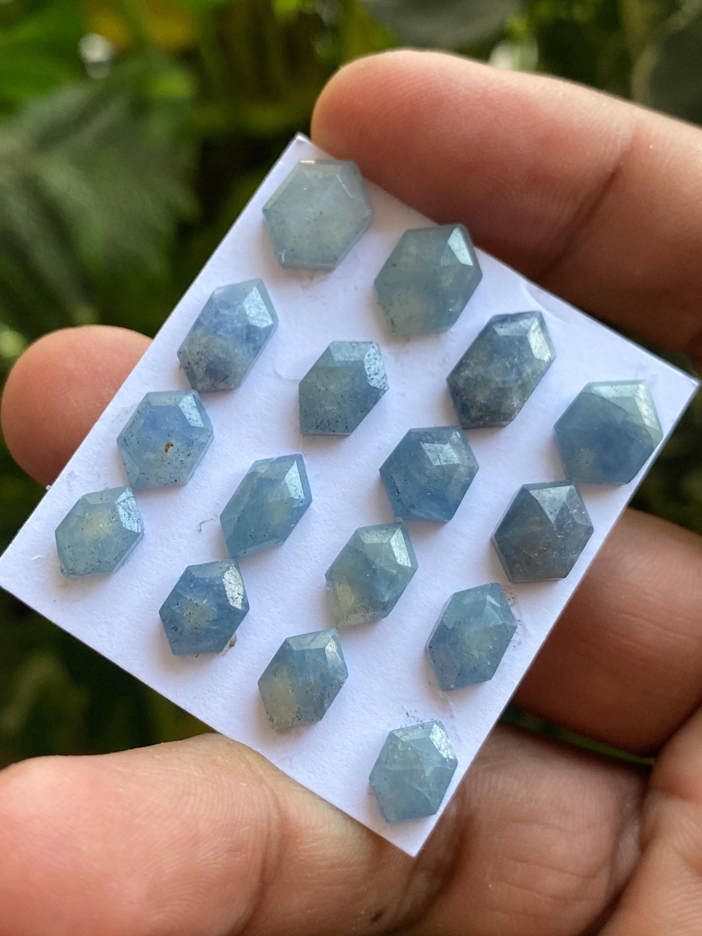 Fascinating  Rare sky blue sapphire hexagon step cuts  wt 50.60 cts pcs 16 size 9.2x6.2mm-13x7mm blue sapphire stepcut hexagon flatback